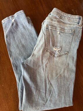 Cosmic Blue Love Light Blue Straight Leg Jeans with Distressed Details Size 31